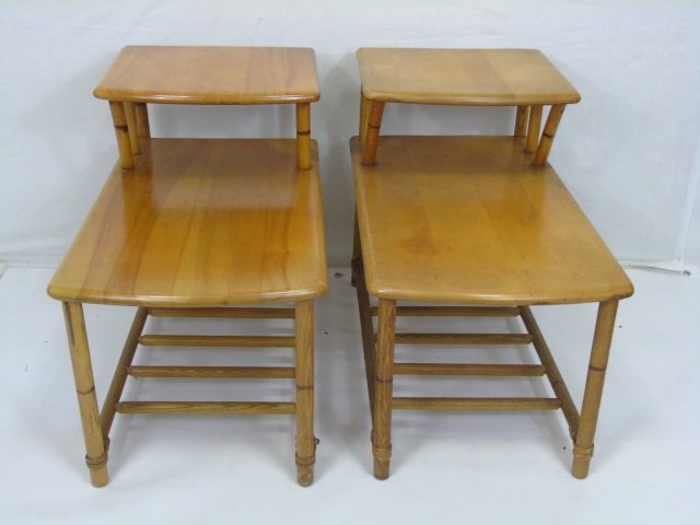 Pair Mid Century Heywood Wakefeld End Tables (1 of 3)
