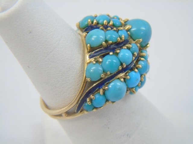 Estate 18kt Yellow Gold Cabochon Turquoise Ring (1 of 6)