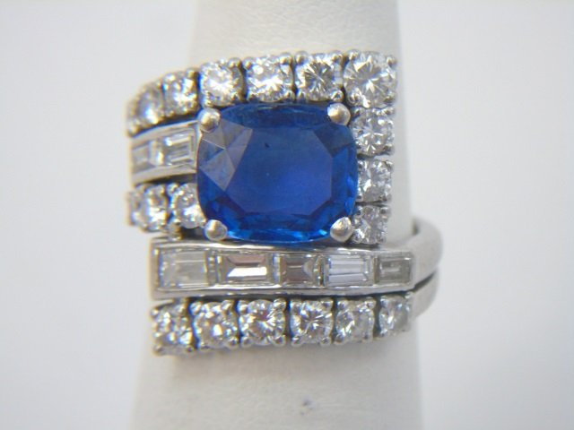 Estate Art Deco 2 Carat Sapphire & Diamond Ring (1 of 6)