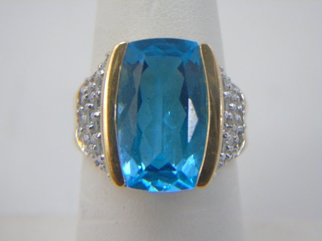 Estate Blue Topaz & Diamond 14kt Gold Ring (1 of 6)