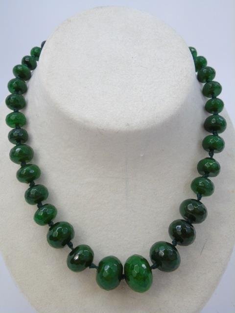 Large Faceted Emerald Beaded Necklace Strand (1 of 2)
