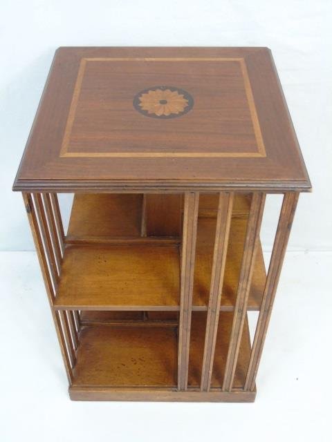 Antique Georgian Style Inlaid Revolving Bookcase (1 of 3)