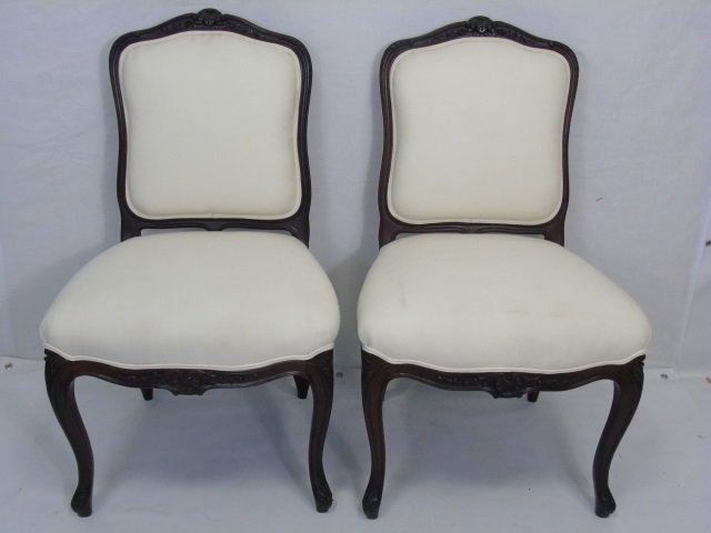 Pair French Rococo Style Carved Wood Side Chairs (1 of 7)