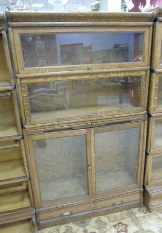 Antique 2 Shelf 1 Cabinet Oak Barrister Book Case (1 of 4)