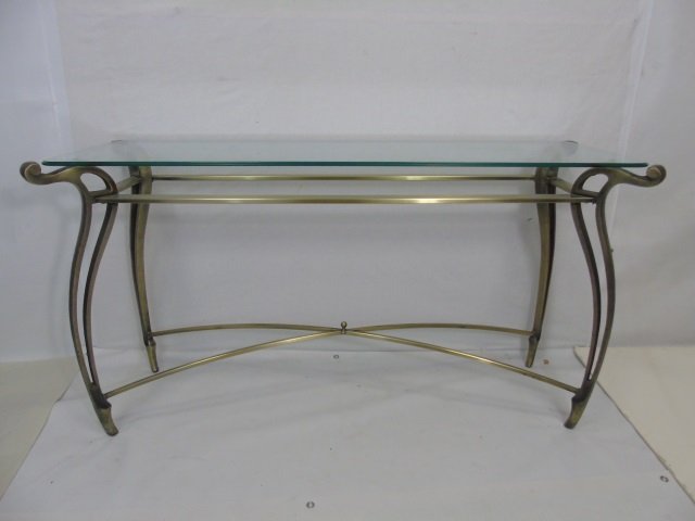 Contemporary Gilt Metal & Glass Console Sofa Table (1 of 4)