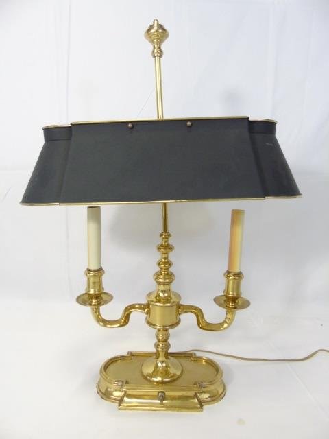 Bouillotte Brass Desk Lamp w Tole Metal Shade (1 of 4)