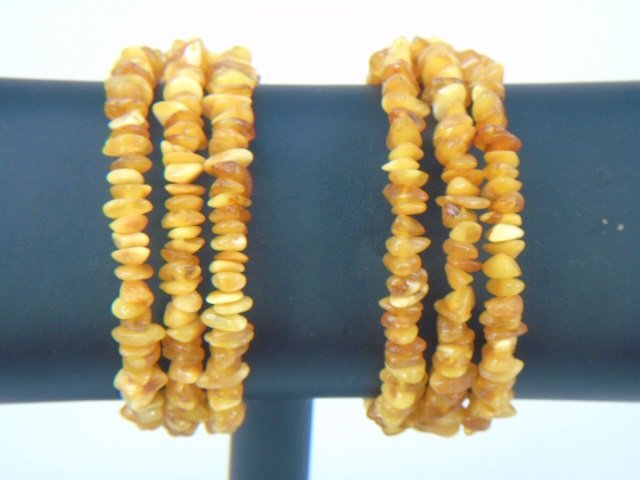 Pair Natural Amber Beaded Coil Bracelets (1 of 4)