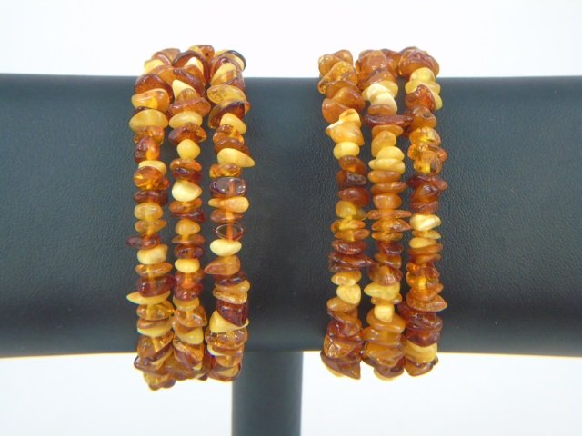 Pair Natural Amber Beaded Coil Bracelets (1 of 4)