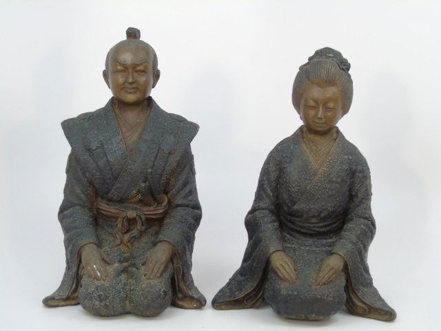 Bronze Statues of a Japanese Court Couple (1 of 9)