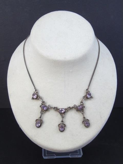 Vintage Sterling Silver & Oval Amethyst Necklace (1 of 5)