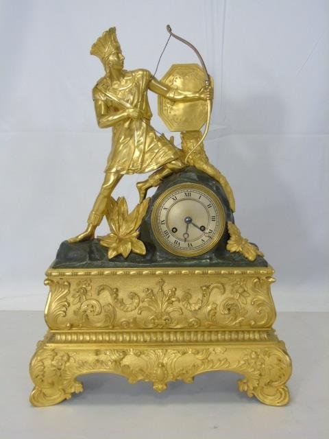 Antique 19th C Gilt Bronze Figural Mantle Clock (1 of 10)