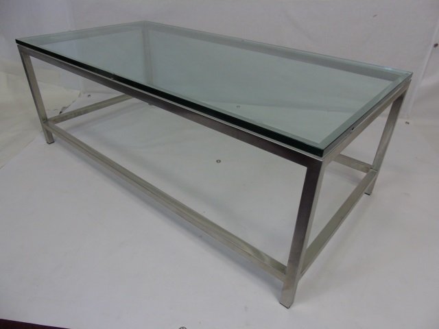 Contemporary Brushed Metal & Glass Coffee Table (1 of 3)