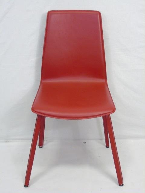 Contemporary Modern Red Leather Side Chair (1 of 3)