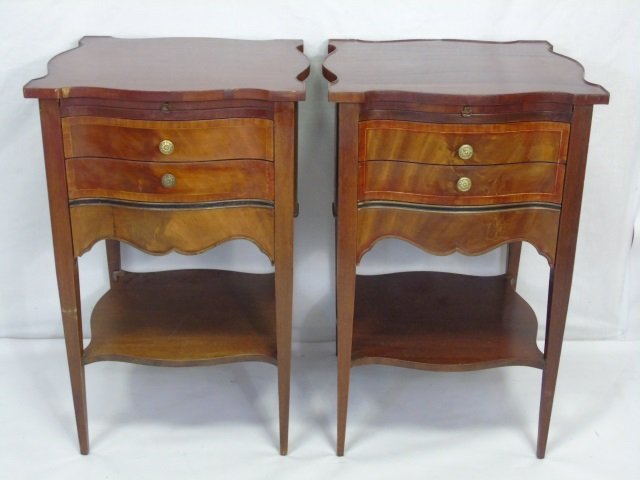 Pair of John Stuart Mahogany End Tables w Drawers (1 of 4)