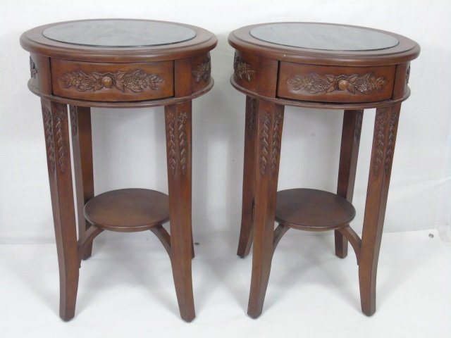 Pair Contemporary Traditional Marble End Tables (1 of 7)