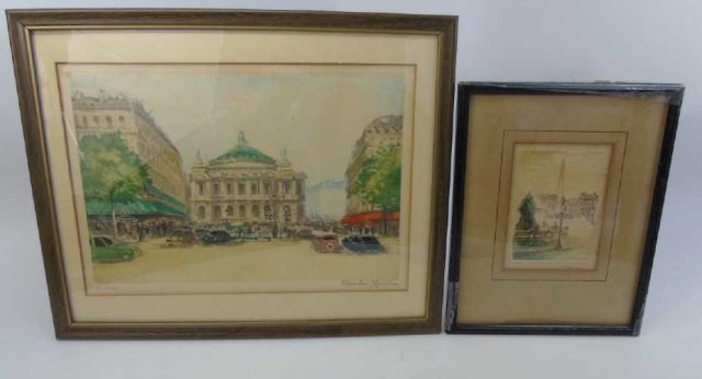 Two Antique Framed French Paris Street Scenes (1 of 6)