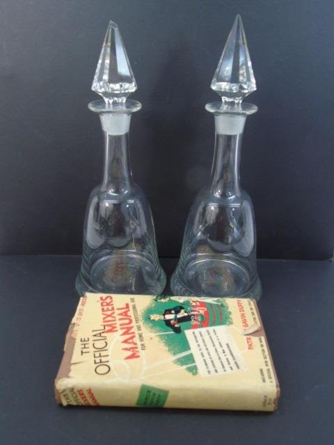 Pair Antique Decanter Bottles & Cocktail Book (1 of 9)
