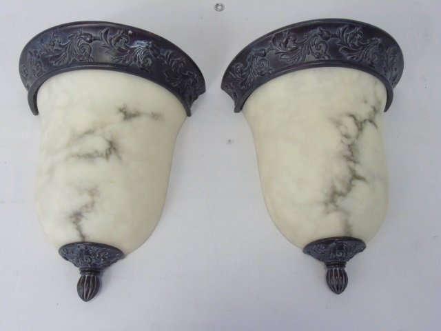 Pair Contemporary Faux  Alabaster Wall Sconces (1 of 3)