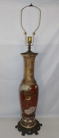 Antique 19th C. Satsuma Vase Tall Electrified Lamp (1 of 6)