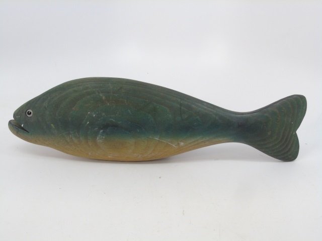 Folk Art Hand Carved & Hand Painted Bass Decoy (1 of 5)