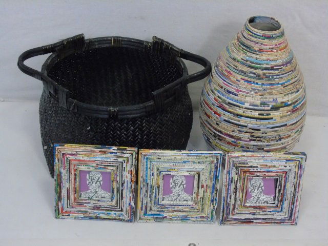 Asian Woven Basket & Rolled Magazine Table Items (1 of 7)