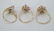 Three Vintage 14kt Yellow Gold Diamond Rings - 3