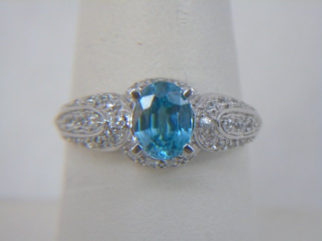 Contemporary White Gold Cocktail Ring w Blue Topaz (1 of 6)