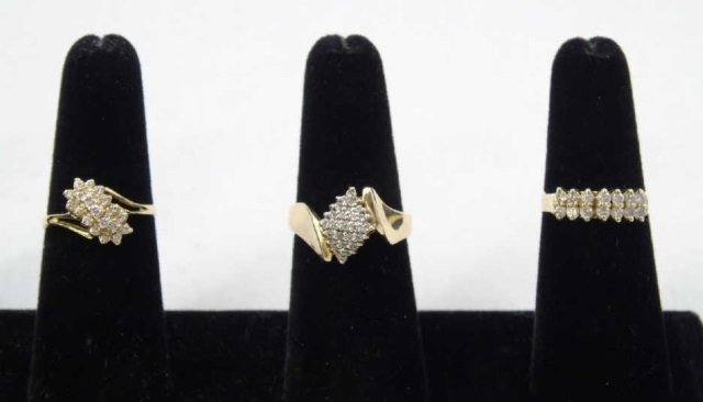 Three Vintage Yellow Gold & Diamond Rings (1 of 7)