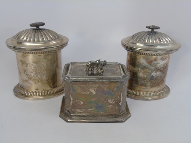 Set of Three English Style Silver Tea Caddy Boxes (1 of 6)