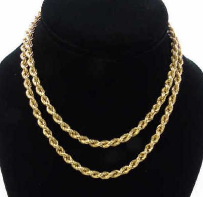 Estate 18kt Yellow Gold Rope Motif Necklace Chain (1 of 4)