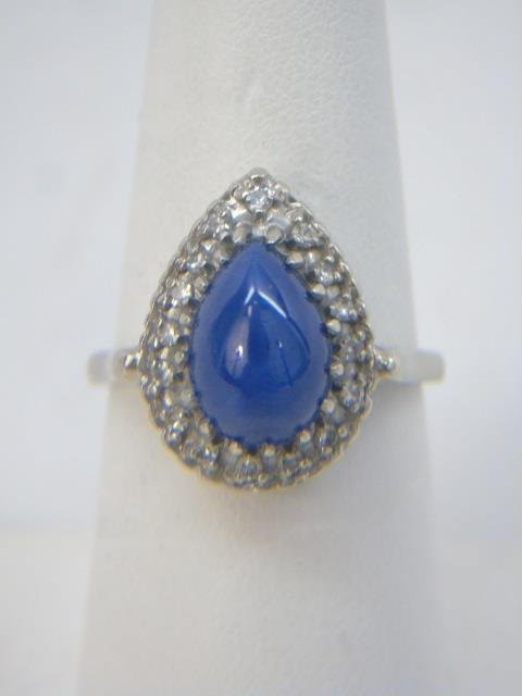 Estate 14kt White Gold Star Sapphire Diamond Ring (1 of 6)