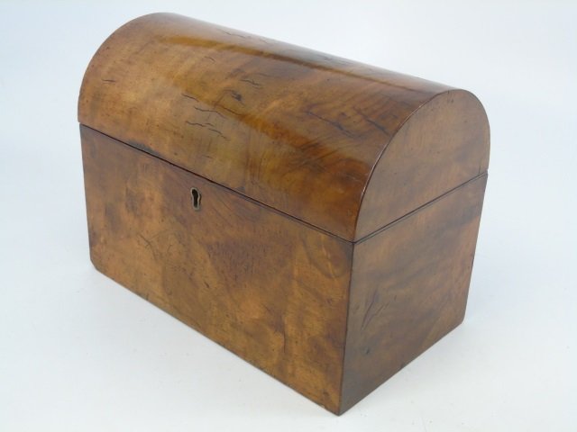 Antique 19th C English Burl Wood Tea Caddy Box (1 of 4)