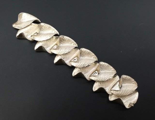 Large Modern Artisan Signed Sterling Bracelet (1 of 4)