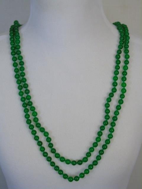 Pair Chinese 36 Inch Beaded Jade Necklace Strands (1 of 3)