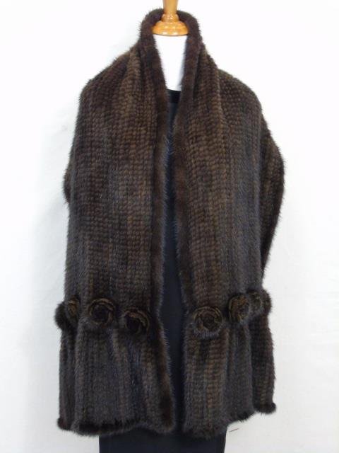 Woven Black Mink Fur Shawl / Wrap / Scarf (1 of 7)