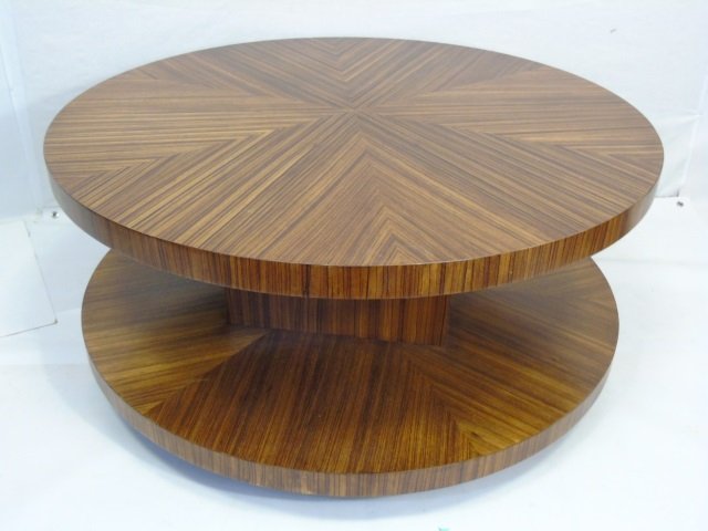 Contemporary Round Burl Wood Coffee Table (1 of 3)