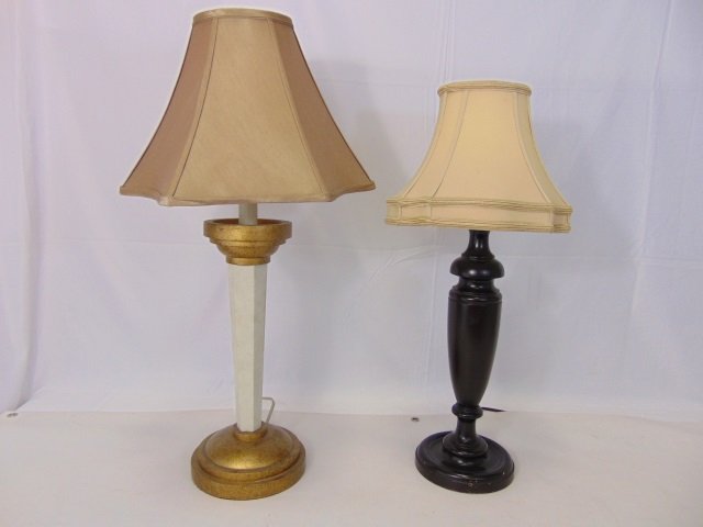 Two Contemporary Carved Wood Designer Table Lamps (1 of 9)
