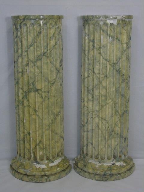 Pair Custom Made Faux Marble Carved Pedestals (1 of 5)