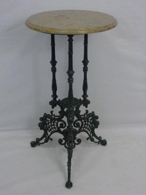 Antique Victorian Cast Iron Marble Pedestal Table (1 of 4)