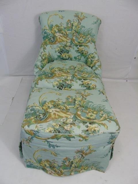 Contemporary Toile Fabric Armchair & Ottoman (1 of 6)