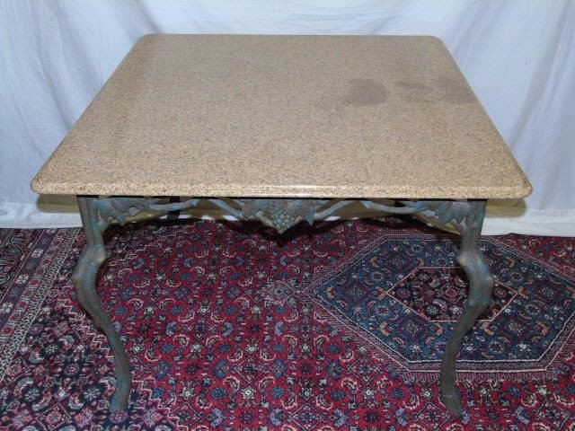 Granite Top Cast Iron Patio / Porch Dining Table (1 of 3)