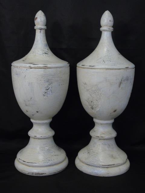 Pair Neo Classical Style White Painted Urn Statues (1 of 4)