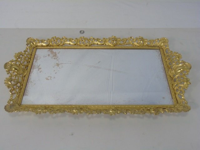 Antique Gilt Ormolu Mirrored Vanity Tray (1 of 5)