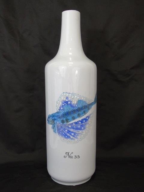 Large Fabienne Jouvin Porcelain Vase w/ Fish (1 of 3)