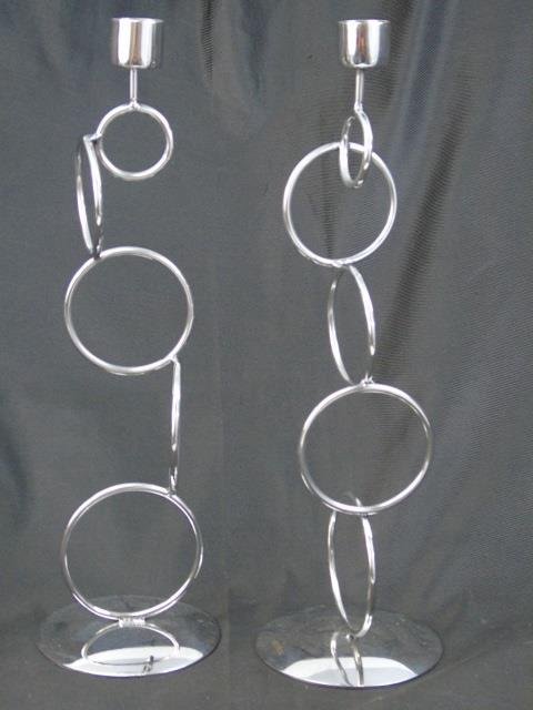 Pair Mid Century Modern Ring Candlesticks (1 of 4)