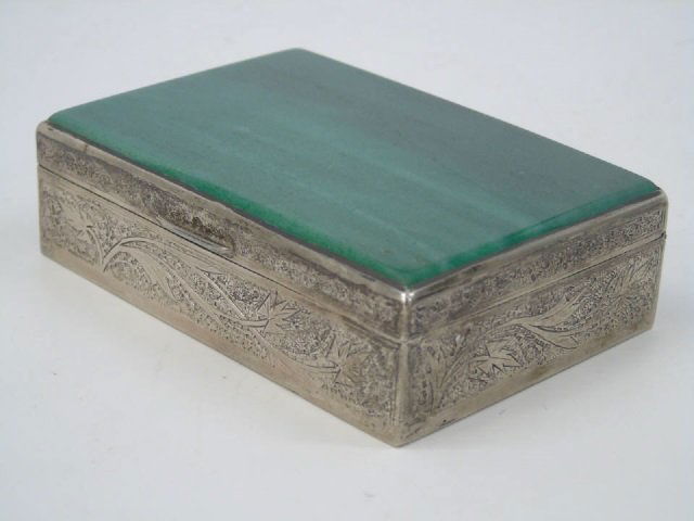 Antique Chased Silver Agate Mounted Table Box (1 of 4)