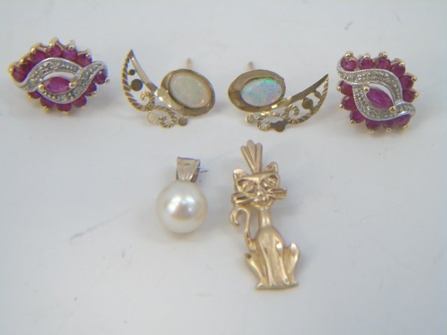 Estate Gold Sapphire Diamond Opal & Pearl Lot (1 of 6)