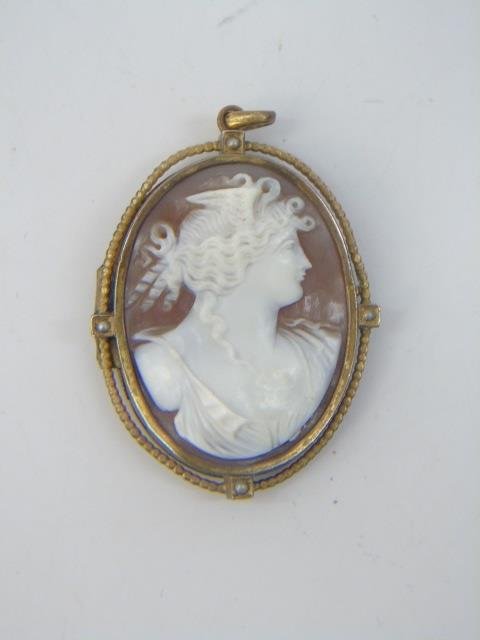 Estate 19th C Greco Roman Goddess Cameo Pendant (1 of 3)