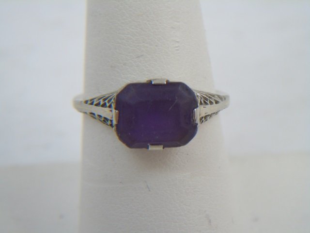 Estate 14kt White Gold Amethyst Edwardian Ring (1 of 6)