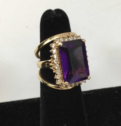 Estate 11 Carat Amethyst & Diamond Cocktail Ring (1 of 7)